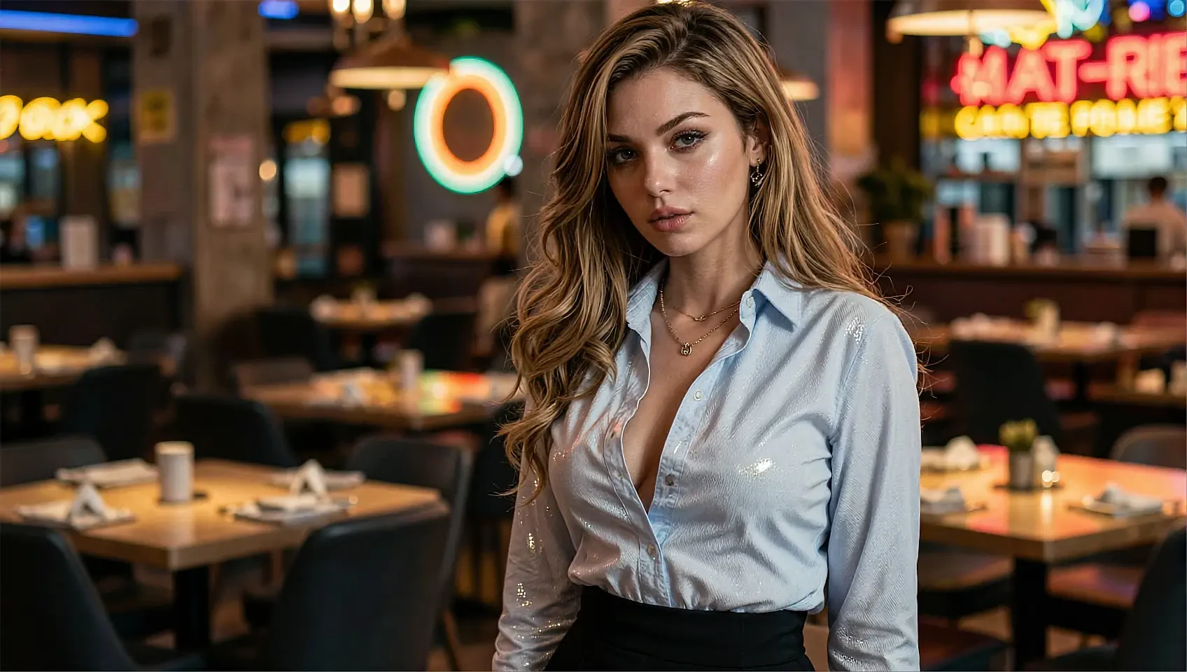 Wide banner of a fictional AI girlfriend from the GirlfriendsApp app